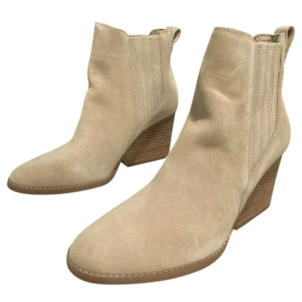 Toms Noa Tan Oatmeal Suede Ankle Boots Size 8.5 New in Box